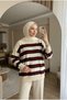 Women's Striped Knitwear Tunic Oversize Hijab Sweater