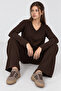 Comfortable Stretchy V-Neck Modal Suit Lrn0076 Brown - 2