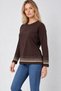 Women's Seasonal Merselized Knitwear Blouse with Sequin Detail on Sleeves and Skirt - 3