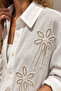 White Bead Embroidered Oversize Loose Cotton Viscose Shirt - 2