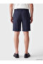 Ozmarka New Season Navy Blue Regular Fit Linen Blend Men's Shorts - 4
