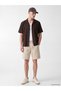 Vizyon New Season Brown Resort Collar Short Sleeve Men's Shirt - 2