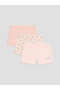 Ozmarka New Season Pink Printed Girls' Boxer Shorts 3-Piece Set - 6
