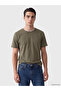 Vizyon New Season Khaki Crew Neck Combed Cotton Men's T-Shirt