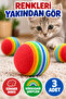 3-Piece Rainbow Sponge Cat and Dog Play Ball 4.2cm Colorful Lightweight Soft Pet Toy Set - 3