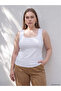 Vizyon New Season White Large Size Square Neck Women's Undershirt