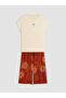 Vizyon New Season Orange Crew Neck Women's Capri Pajama Set - 5
