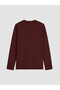 Peak New Season Burgundy Crew Neck Long Sleeve Men's T-Shirt - 6
