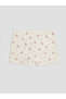 Özmarka New Season Ecru Bow Printed Girls' Boxer Shorts 3-Piece Set - 3