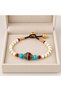 Cream Beaded Turquoise Red Detailed Ethnic Patterned Special Design Bracelet - 3