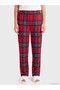 Peak New Season Navy Blue Plaid Patterned Women's Fleece Pajama Bottoms - 2