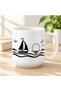 Sailing Boat Patterned Porcelain Mug 300 ml Marine Themed Black and White Coffee Tea Cup with Handle Gift for Sailor - 2