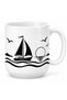 Sailing Boat Patterned Porcelain Mug 300 ml Marine Themed Black and White Coffee Tea Cup with Handle Gift for Sailor - 6