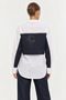 Denim Detailed Stone Embellished Women's White Shirt - 4