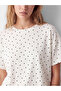 Vizyon New Season Ecru Polka Dot Women's Shorts Pajama Set - 3