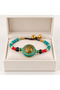 Turquoise Beaded Ethnic Bracelet with Lion Figure – Stylish Accessory with Red and Black Detailing - 3