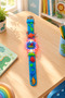Children's Luminous Wristwatch with Multiple Dinosaur Figures, Blue Color Silicone Strap, Educational Dial (Without Box)