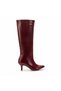 Zri̇nx-2025 Premium Burgundy Crinkled Patent Leather Daily Women's Boots 6.5 cm - 3