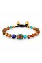 Naturally Looked Ethnic Bracelet with Coffee Beads – Accessory with Turquoise and Navy Blue Detail - 2
