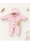 Dandini Soft Rabbit Detailed Buttoned Baby Girl Plush Jumpsuit - 2