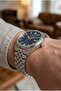 Silver Men's Wristwatch with Navy Blue Dial |   41mm Stainless Steel Case, Steel Band, 10 at - 3