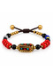 Red Black Beaded Ethnic Patterned Cylinder Figured Adjustable Bracelet - 2