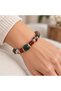 Patterned Coffee Beaded Burgundy Detailed Handmade Stylish Bracelet Model