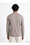 Vizyon New Season Gray Crew Neck Long Sleeve Men's T-Shirt - 4