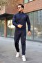 New Season Men's Tracksuit Set, Dark Blue Printed - 3