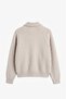 Beige Mini Brooch Zippered Cardigan - 4