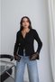 Black Cardigan with Lace Detail on the Sleeves - 2