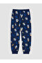 Ozmarka New Season Blue Crew Neck Printed Boys' Pajama Set - 8