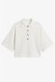 Ecru Wide Sleeve Polo Neck Knitwear - 4