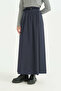 Drawstring A-Line Skirt - Navy Blue - 2