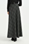 Semicircular Plaid Skirt with Belt - Black - 2