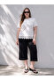 Vizyon New Season Black Plus Size Women's Capri Pants with Elastic Waist