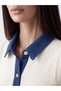 Ozmarka New Season White Jean Shirt Collar Women's Knitwear Vest - 3