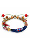 Colorful Knitted Rope Detailed Navy Blue Beaded Handmade Bohemian Bracelet Model - 3