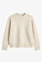 Cream Color Crew Neck Sequin Sweater