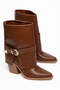 Women's Cowboy Boots - Belt Buckle Pointed Toe Chunky Heel