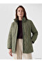 Nevavm Lcw Grace Khaki Crinkle Quilted Loose & Baggy Women's Puffer Coat