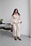 Stone Color Drawstring Waist Shalwar Trousers Jacket Set