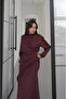 Burgundy Shirred Asymmetric Blouse Skirt Set - 2