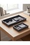 Premium Leather Dual Desktop Organizer and Presentation Tray Set - 2 Pieces - Gray/Black - 4