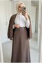 Women's Belted High Waist Crepe Fabric Flared Long Skirt - 2