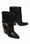 Women's Cowboy Boots with Belt Buckle, Pointed Toe, Thick Heel, Western Boots - 3