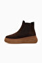 Women's Leather Thick Heeled Daily Boots 26K D26Kb-8310 Brown Nubuck - 2