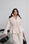 Stone Color Drawstring Waist Shalwar Trousers Jacket Set - 2