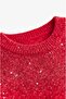 Red Crew Neck Sequin Sweater - 6