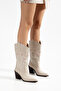 Women's Cowboy Boots Embroidered Pointed Toe Thick Heel Western Boots - 6
